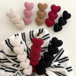 Merry Shop Year-End Look Hairpin Corduroy Velvet Heart Side Hairpin