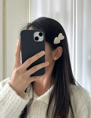 Merry Shop Year-End Look Hairpin Corduroy Velvet Heart Side Hairpin