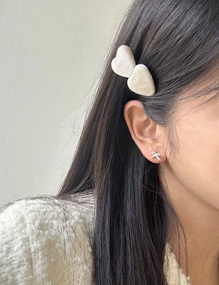Merry Shop Year-End Look Hairpin Corduroy Velvet Heart Side Hairpin