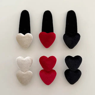 Merry Shop Year-End Look Hairpin Corduroy Velvet Heart Side Hairpin
