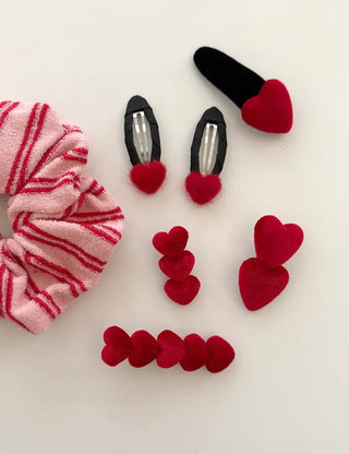 Merry Shop Year-End Look Hairpin Corduroy Velvet Heart Side Hairpin