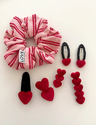 Merry Shop Year-End Look Hairpin Corduroy Velvet Heart Side Hairpin