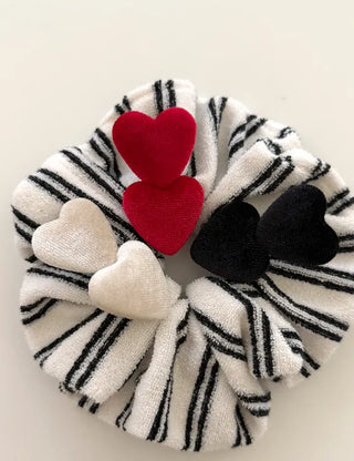 Merry Shop Year-End Look Hairpin Corduroy Velvet Heart Side Hairpin