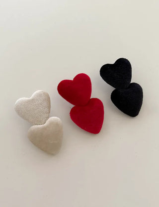 Merry Shop Year-End Look Hairpin Corduroy Velvet Heart Side Hairpin