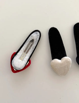 Merry Shop Year-End Look Hairpin Corduroy Velvet Heart Side Hairpin