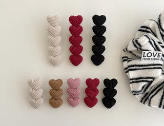 Merry Shop Year-End Look Hairpin Corduroy Velvet Heart Side Hairpin