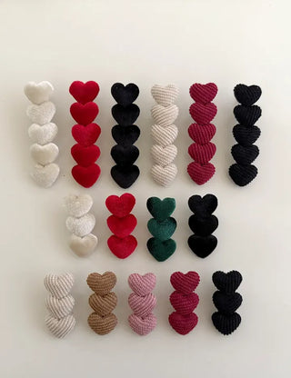 Merry Shop Year-End Look Hairpin Corduroy Velvet Heart Side Hairpin