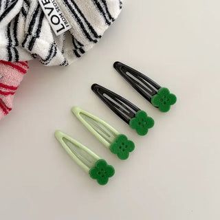 Lucky Item Piece Set Hairpin Four-Leaf Clover Snap Pin Side Hair Pin