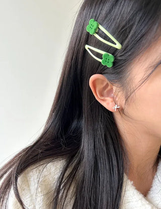 Lucky Item Piece Set Hairpin Four-Leaf Clover Snap Pin Side Hair Pin