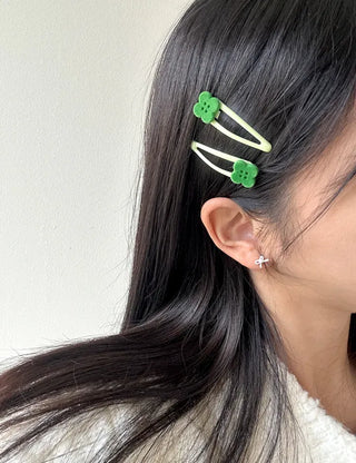 Lucky Item Piece Set Hairpin Four-Leaf Clover Snap Pin Side Hair Pin