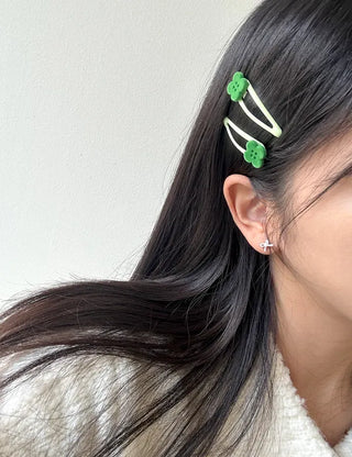 Lucky Item Piece Set Hairpin Four-Leaf Clover Snap Pin Side Hair Pin