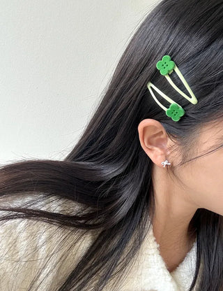 Lucky Item Piece Set Hairpin Four-Leaf Clover Snap Pin Side Hair Pin
