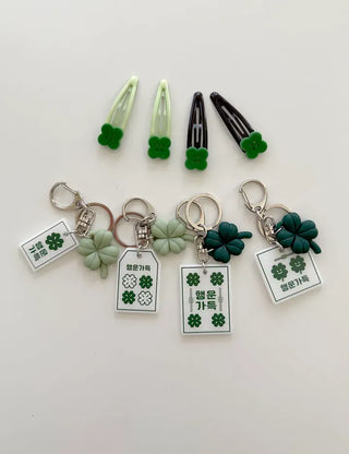 Lucky Item Piece Set Hairpin Four-Leaf Clover Snap Pin Side Hair Pin