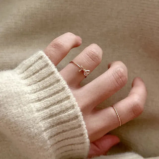 Set of 5 Asymmetrical Ribbon Thin Rings Index Finger Layering Rings