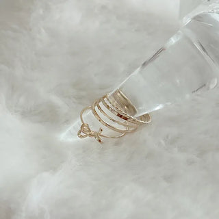 Set of 5 Asymmetrical Ribbon Thin Rings Index Finger Layering Rings