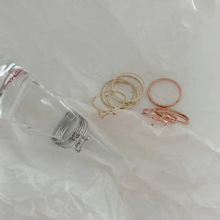 Set of 5 Asymmetrical Ribbon Thin Rings Index Finger Layering Rings