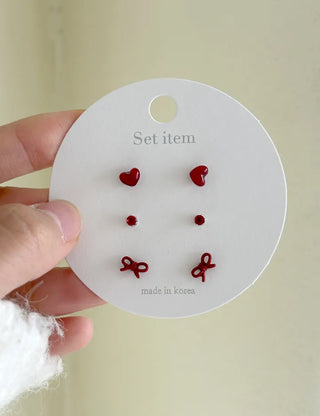 Ribbon Hoop Earrings Ball Silver Post Silver Mini