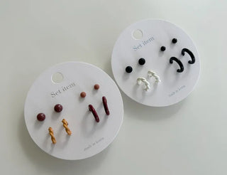 Ribbon Hoop Earrings Ball Silver Post Silver Mini