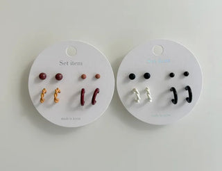 Ribbon Hoop Earrings Ball Silver Post Silver Mini