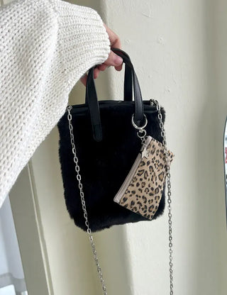 Leopard Print Card Wallet Keyring Fabric Coin Mini Pouch