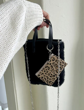 Leopard Print Card Wallet Keyring Fabric Coin Mini Pouch