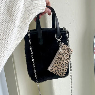 Leopard Print Card Wallet Keyring Fabric Coin Mini Pouch
