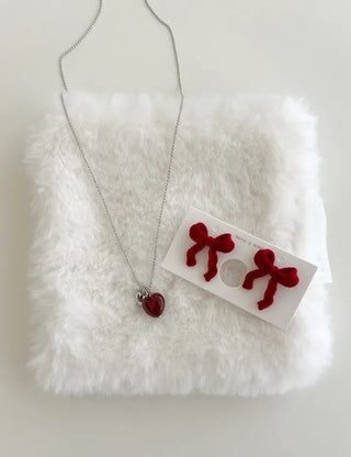 Double Heart Gemstone Ball Chain Bead Necklace for Women