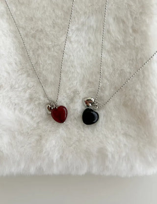 Double Heart Gemstone Ball Chain Bead Necklace for Women