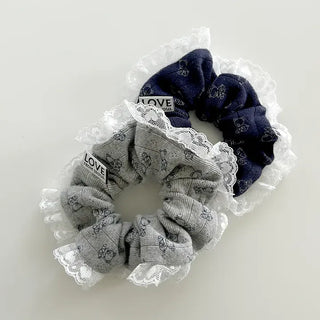 Merry Shop hair tie, teddy bear lace scrunchie