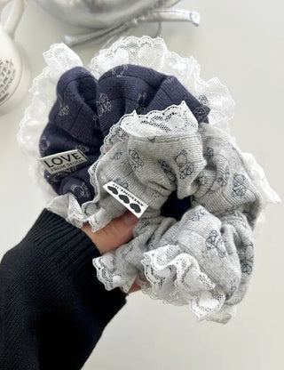 Merry Shop hair tie, teddy bear lace scrunchie