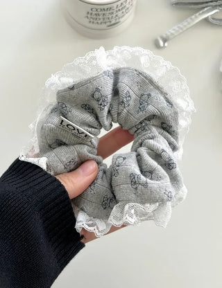 Merry Shop hair tie, teddy bear lace scrunchie