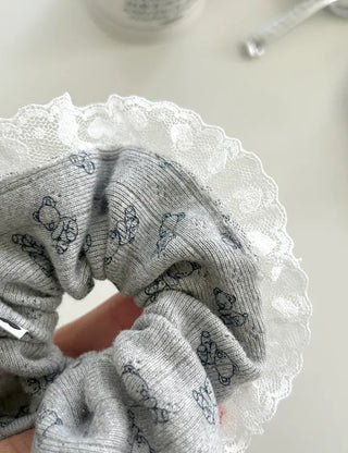 Merry Shop hair tie, teddy bear lace scrunchie