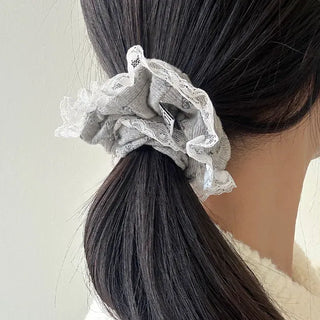 Merry Shop hair tie, teddy bear lace scrunchie