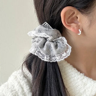 Merry Shop hair tie, teddy bear lace scrunchie