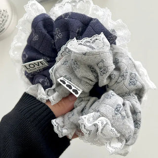 Merry Shop hair tie, teddy bear lace scrunchie