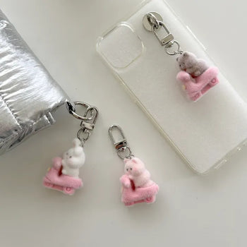Four-leaf clover cat scooter doll mini bag keyring keyholder