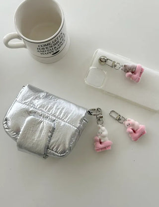 Four-leaf clover cat scooter doll mini bag keyring keyholder