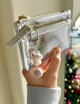 Four-leaf clover cat scooter doll mini bag keyring keyholder