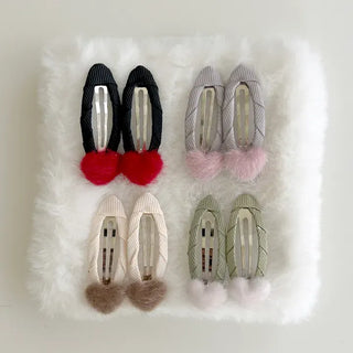 Mini Calfskin Fur Heart Snap Hairpin