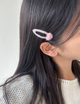 Mini Calfskin Fur Heart Snap Hairpin
