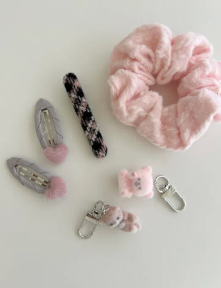 Mini Calfskin Fur Heart Snap Hairpin