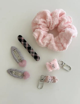 Mini Calfskin Fur Heart Snap Hairpin