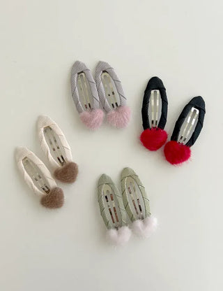 Mini Calfskin Fur Heart Snap Hairpin