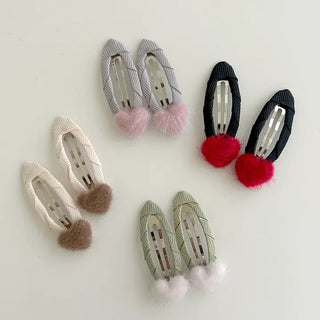 Mini Calfskin Fur Heart Snap Hairpin