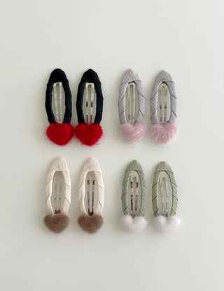Mini Calfskin Fur Heart Snap Hairpin