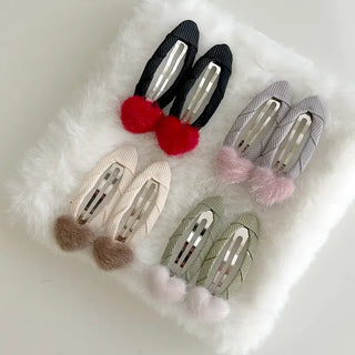 Mini Calfskin Fur Heart Snap Hairpin