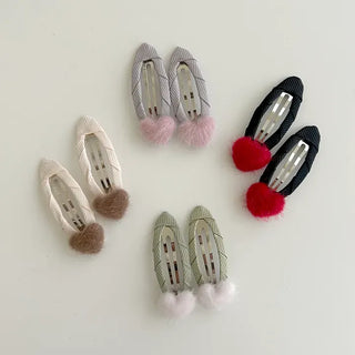 Mini Calfskin Fur Heart Snap Hairpin