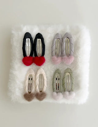 Mini Calfskin Fur Heart Snap Hairpin
