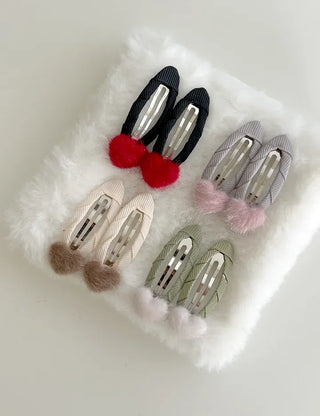 Mini Calfskin Fur Heart Snap Hairpin