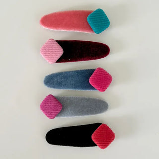 Side Hair Clip Square Corduroy Velvet Snap Mini